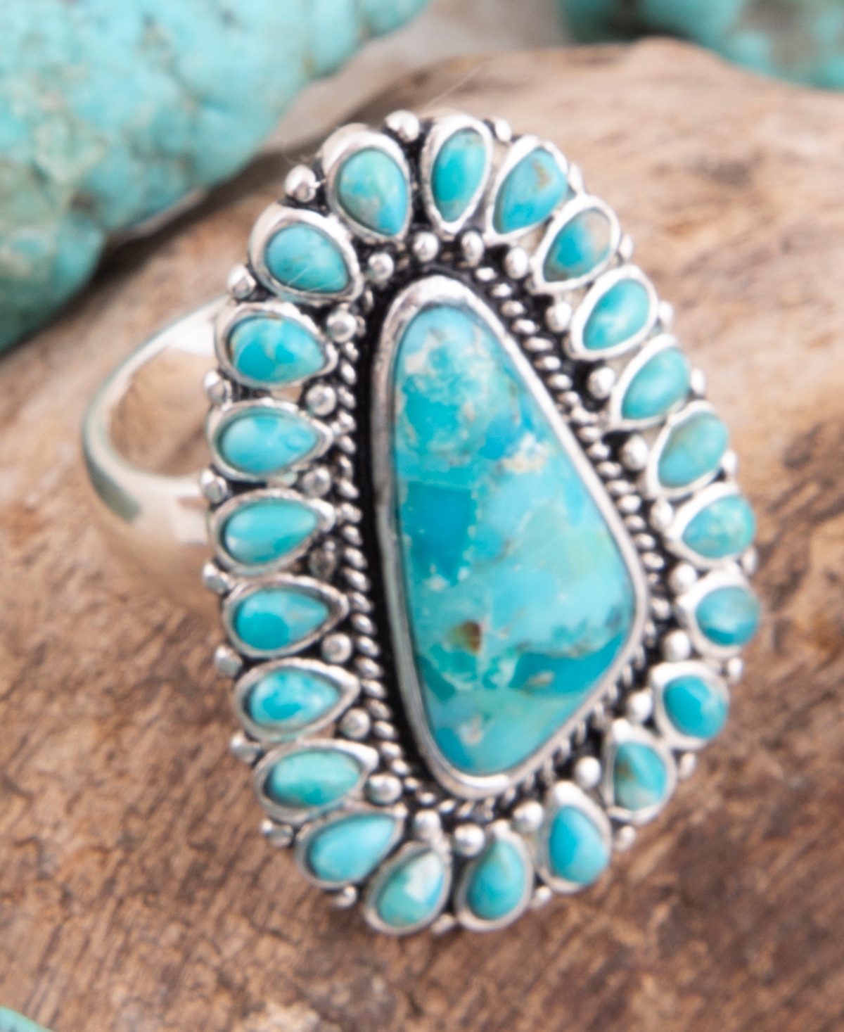 Barse Sedona Blue Turquoise and Silver Statement Ring