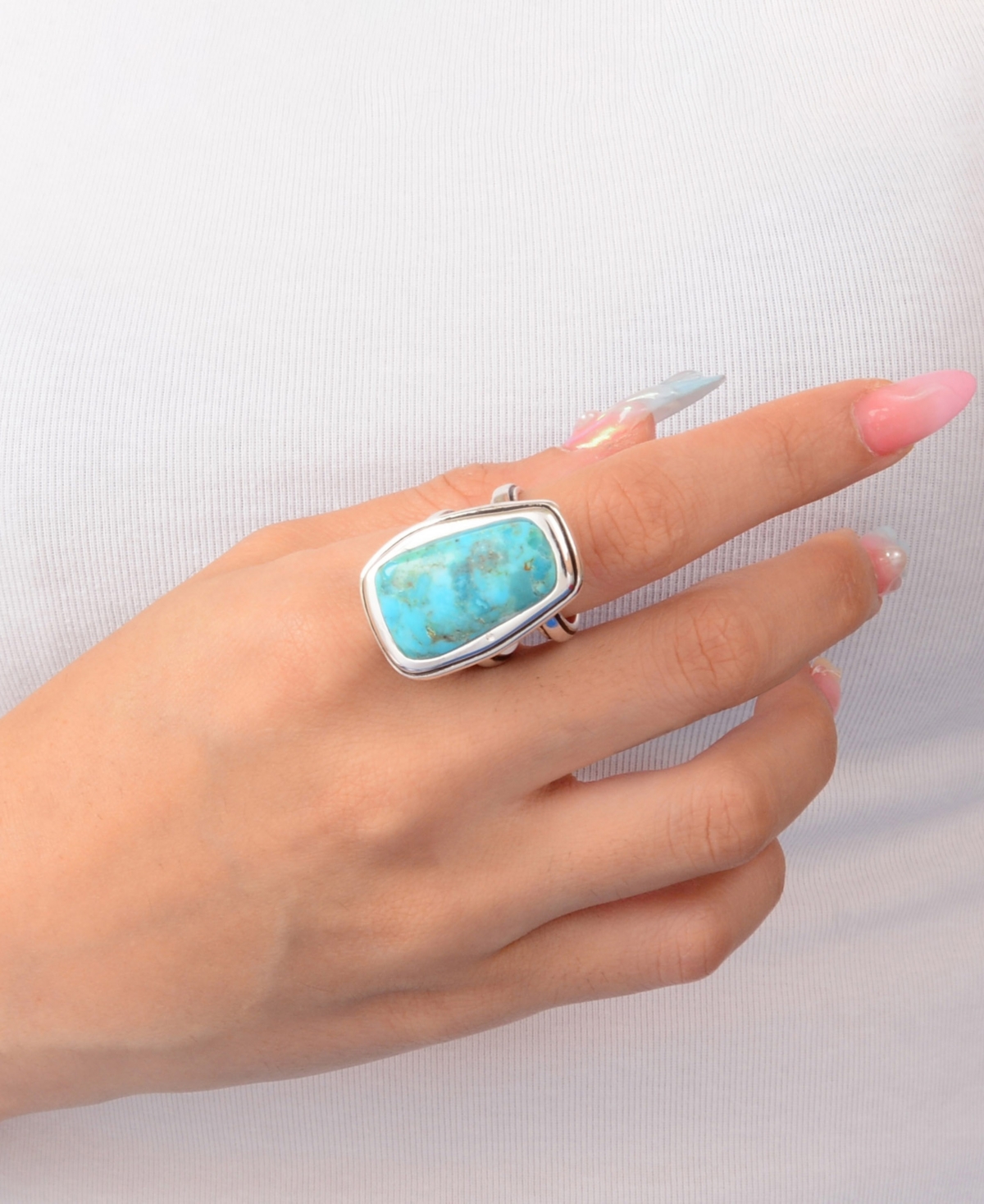 Barse Art Blue Turquoise and Silver Statement Ring