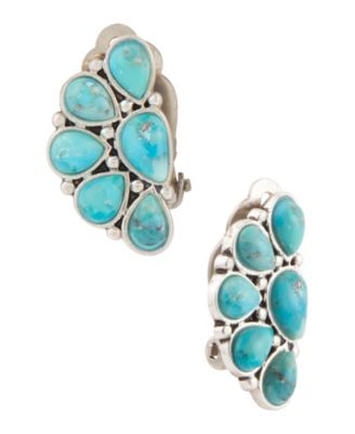 Durango Blue Turquoise Silver Clip Earrings