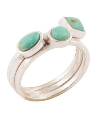 Silver Blue Turquoise Stackable Ring