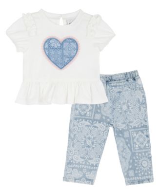 Baby Girls' Short-Sleeve Top and Pants, 2-Piece Set