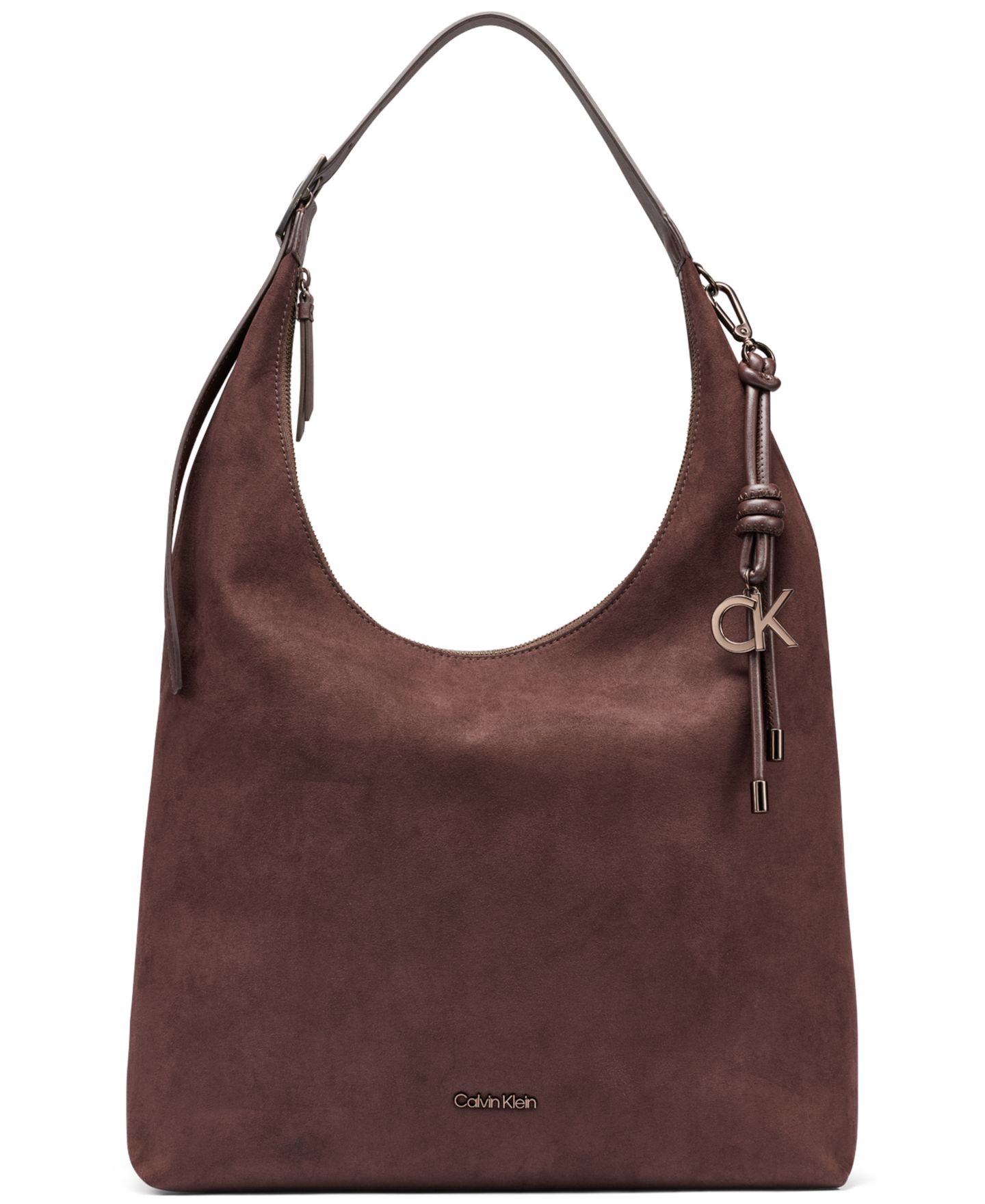 Женская сумка Calvin Klein Erina Faux Suede Large Hobo, цвет: Шоколадный — фото 1