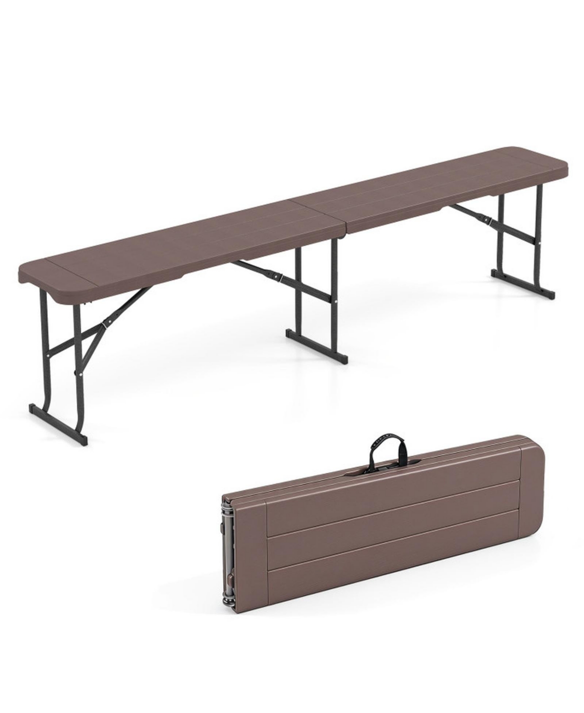 Sugift 6 Feet Plastic Folding Bench Picnic Camping Dining Seat with Carrying Handle