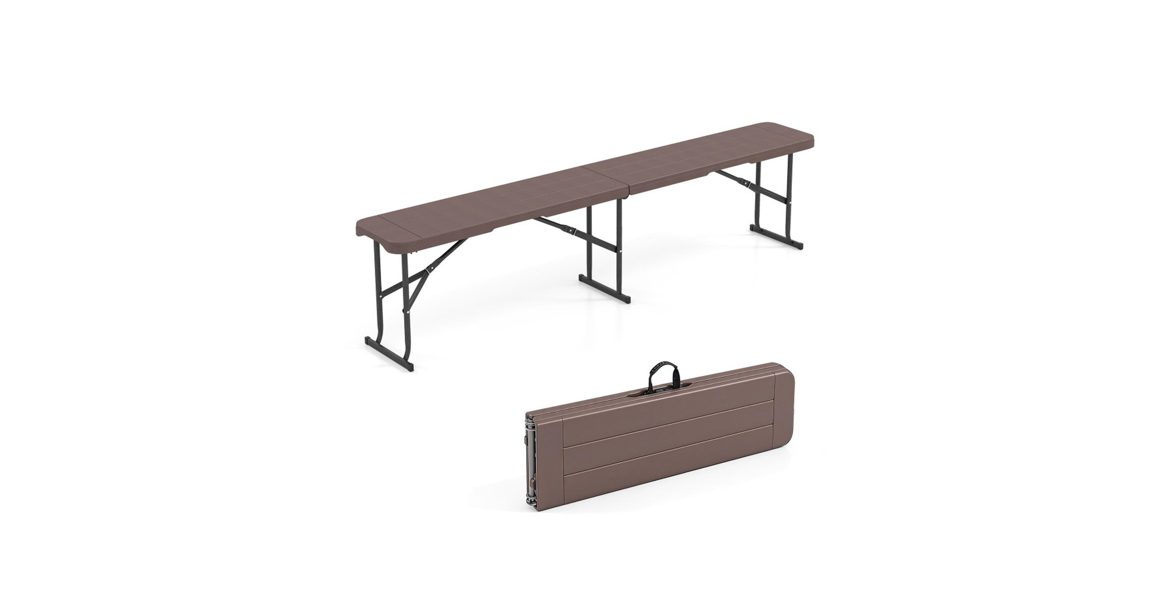 Sugift 6 Feet Plastic Folding Bench Picnic Camping Dining Seat with Carrying Handle