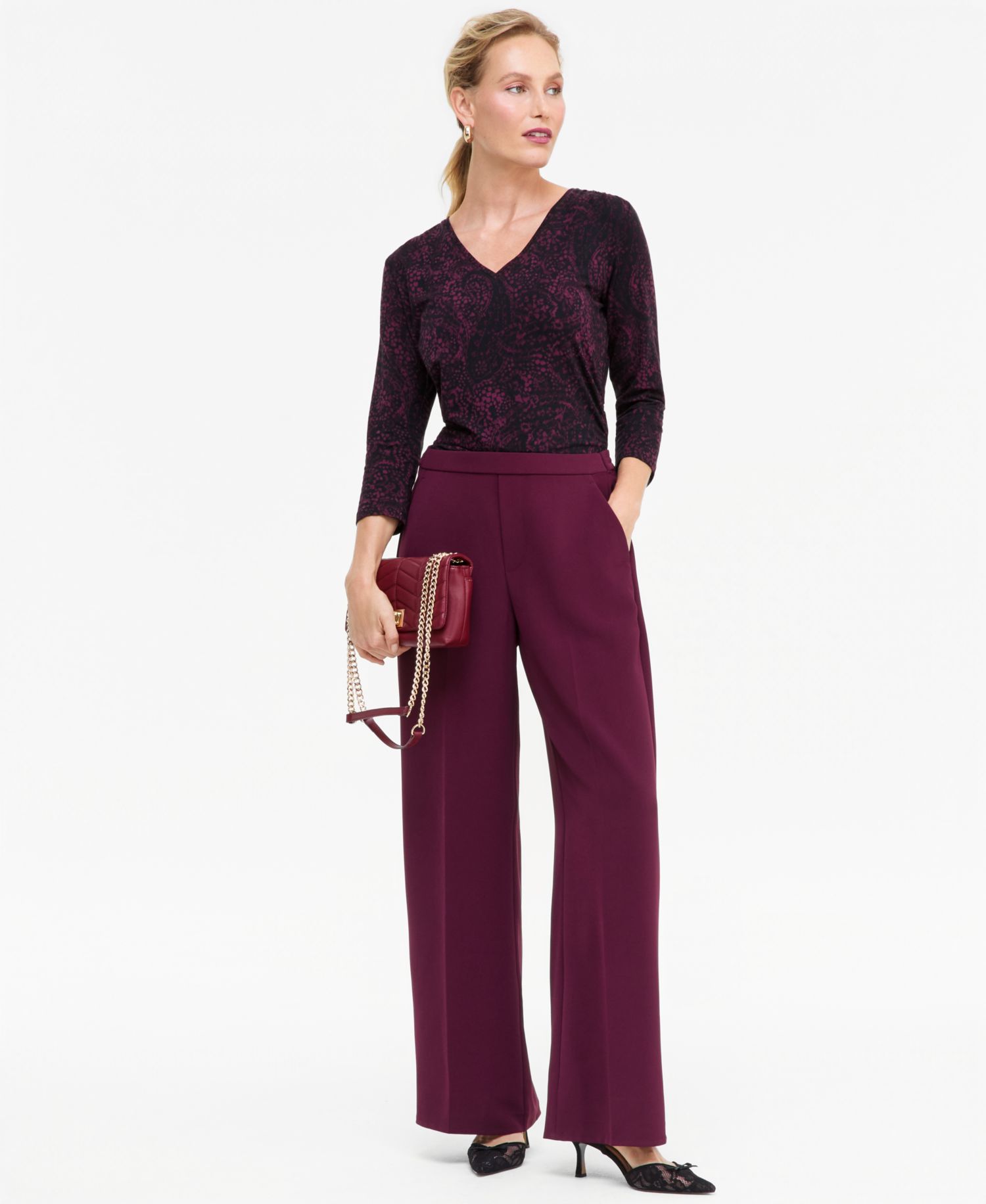 Women's High-Rise Wide-Leg Pull-On Pants
