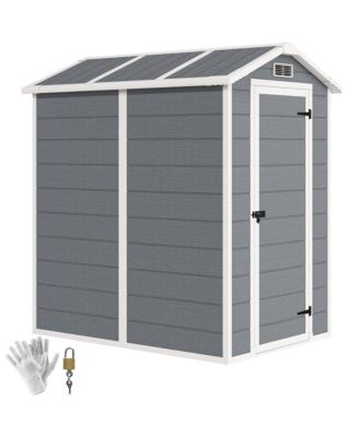 6' x 4' Outdoor Storage Shed, Plastic Shed with Floor,