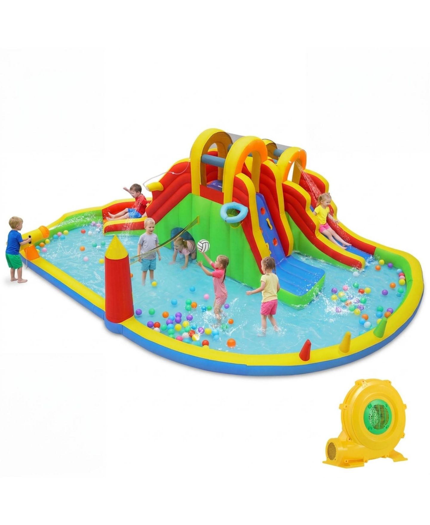 Детские игрушки HONGGE 8-in-1 Giant Inflatable Bounce House with 2 Long Slides, 420D Oxford Cloth, Up to 200 lbs, Ages 3-12, цвет: Синий — фото 10