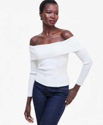 Women's Off-the-Shoulder Ribbed Sweater