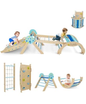 8-in-1 Foldable Pikler Triangle Montessori Anti-Tip Climbing Set