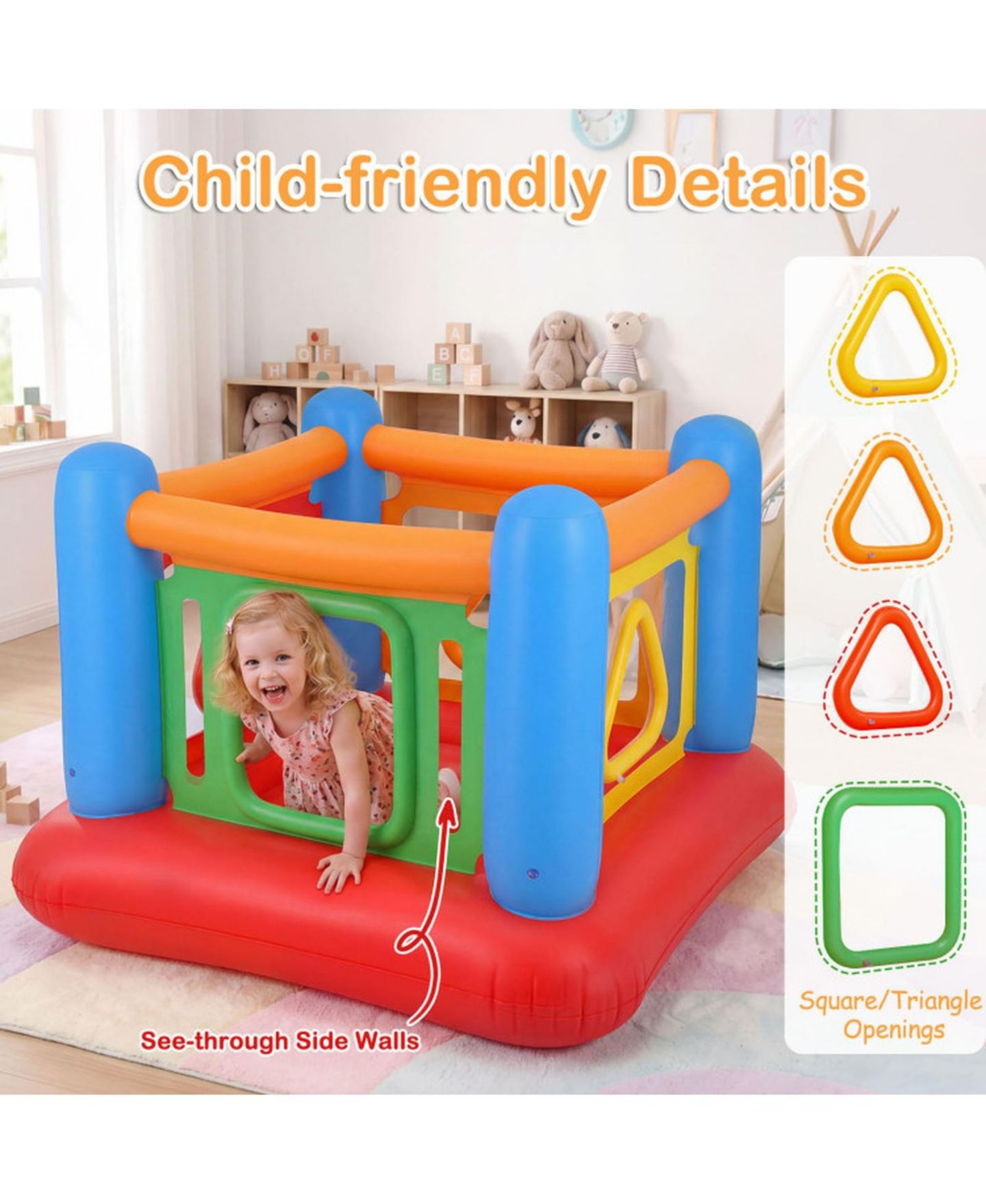 Детская игрушка HONGGE 3-in-1 Inflatable Bounce House, 63" x 63" x 49", 110 lbs Capacity, Ages 3+, цвет: Красный — фото 7