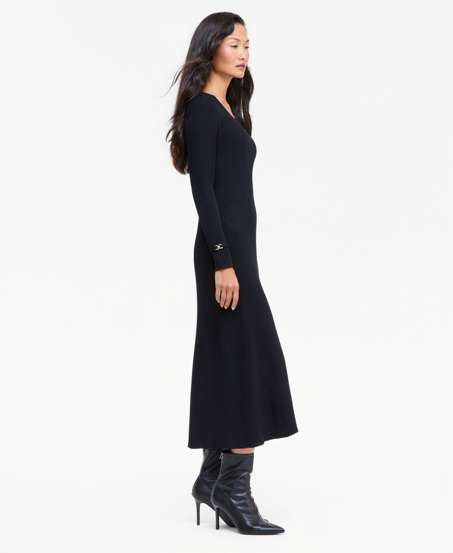 Женское платье I.N.C. International Concepts Crewneck Ribbed Long-Sleeve Sweater Dress, цвет: Глубокий чёрный — фото 4