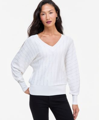 Women's Embellished Double V-Neck Pullover