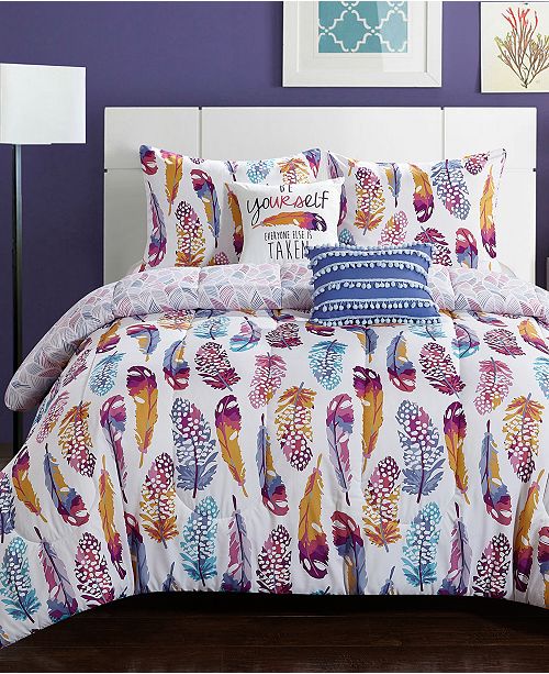 Idea Nuova Watercolor Olivia Feather 4 Pc Twin Twin Xl Comforter