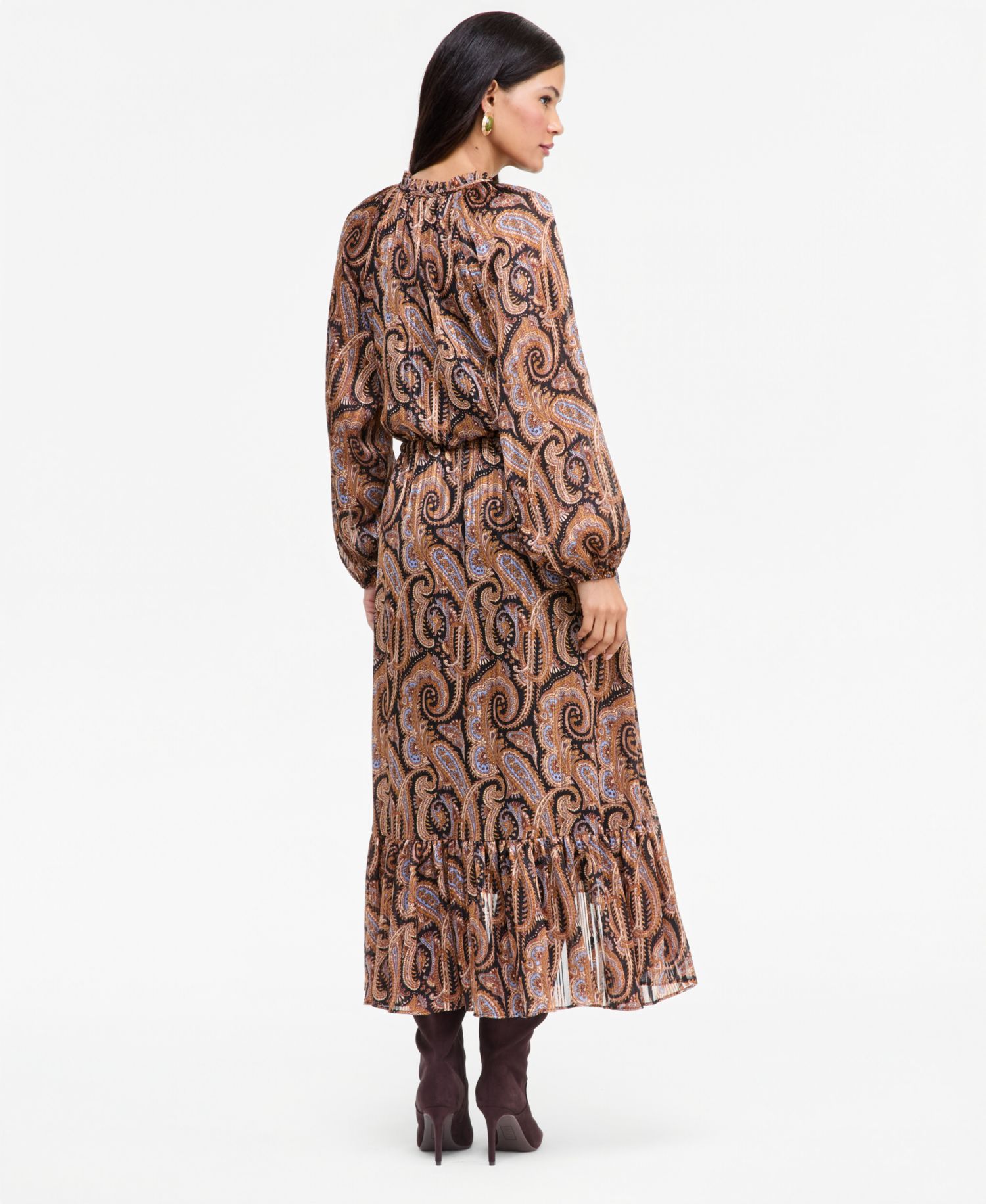 Women's Long-Sleeve Printed High-Low Dress