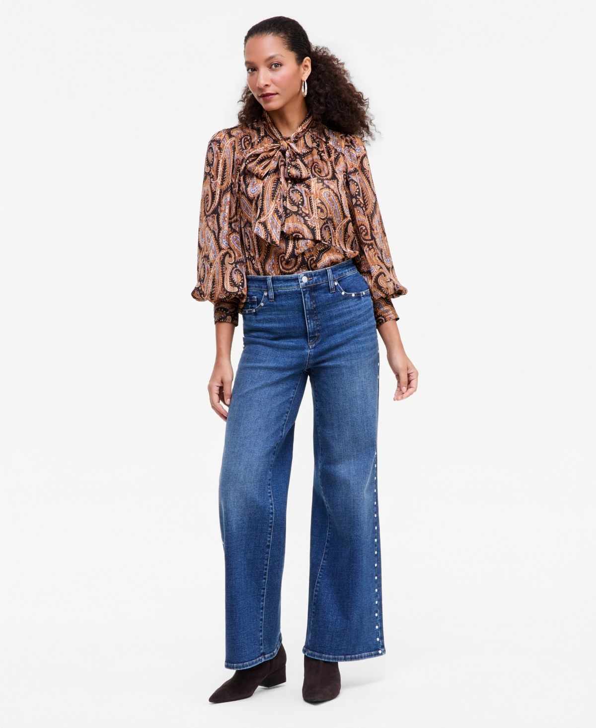 I.n.c. International Concepts Women's High-Rise Wide-Leg Studded Jeans, Macy's Exclusive