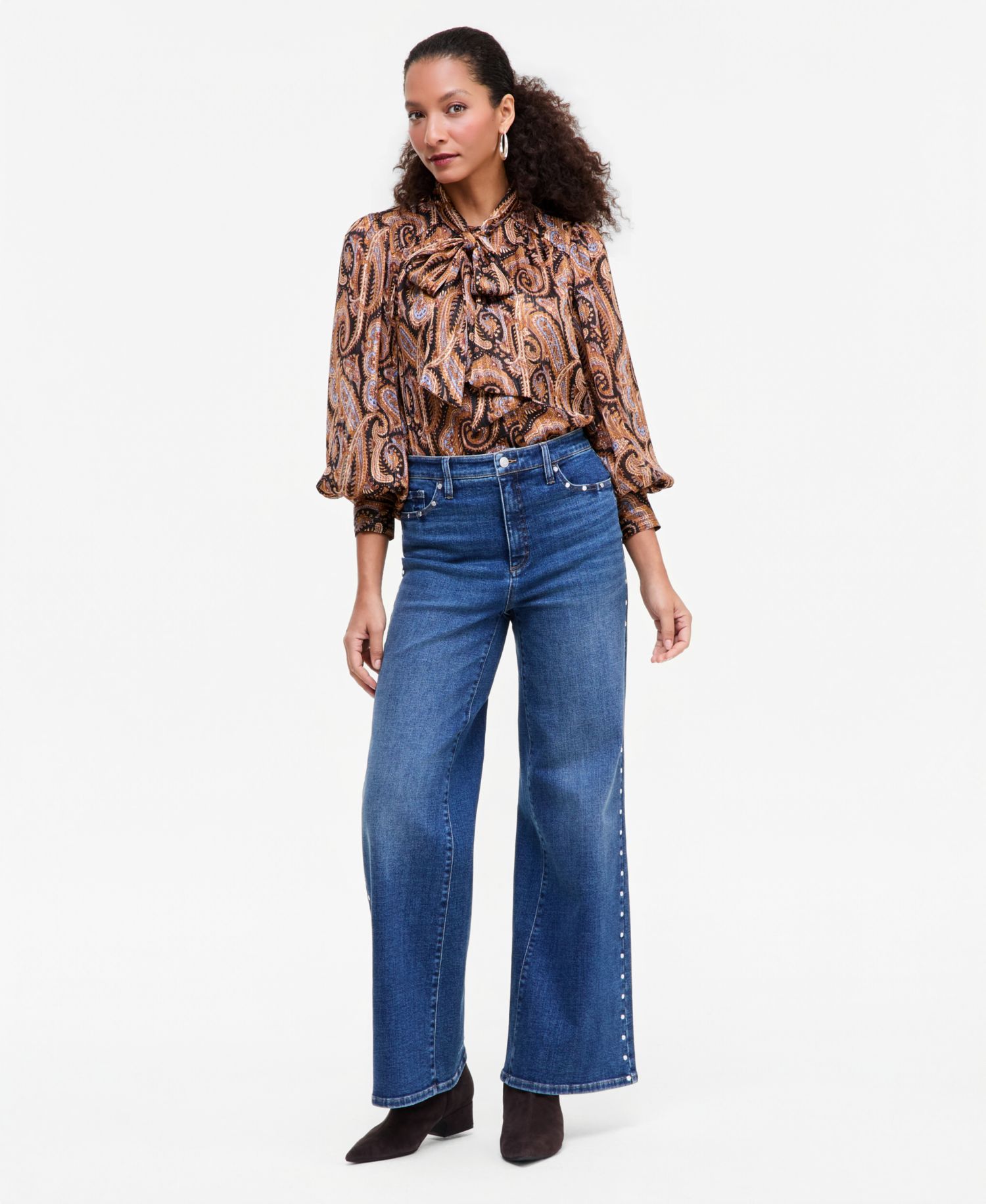 Women's Tie-Neck Long-Sleeve Blouse