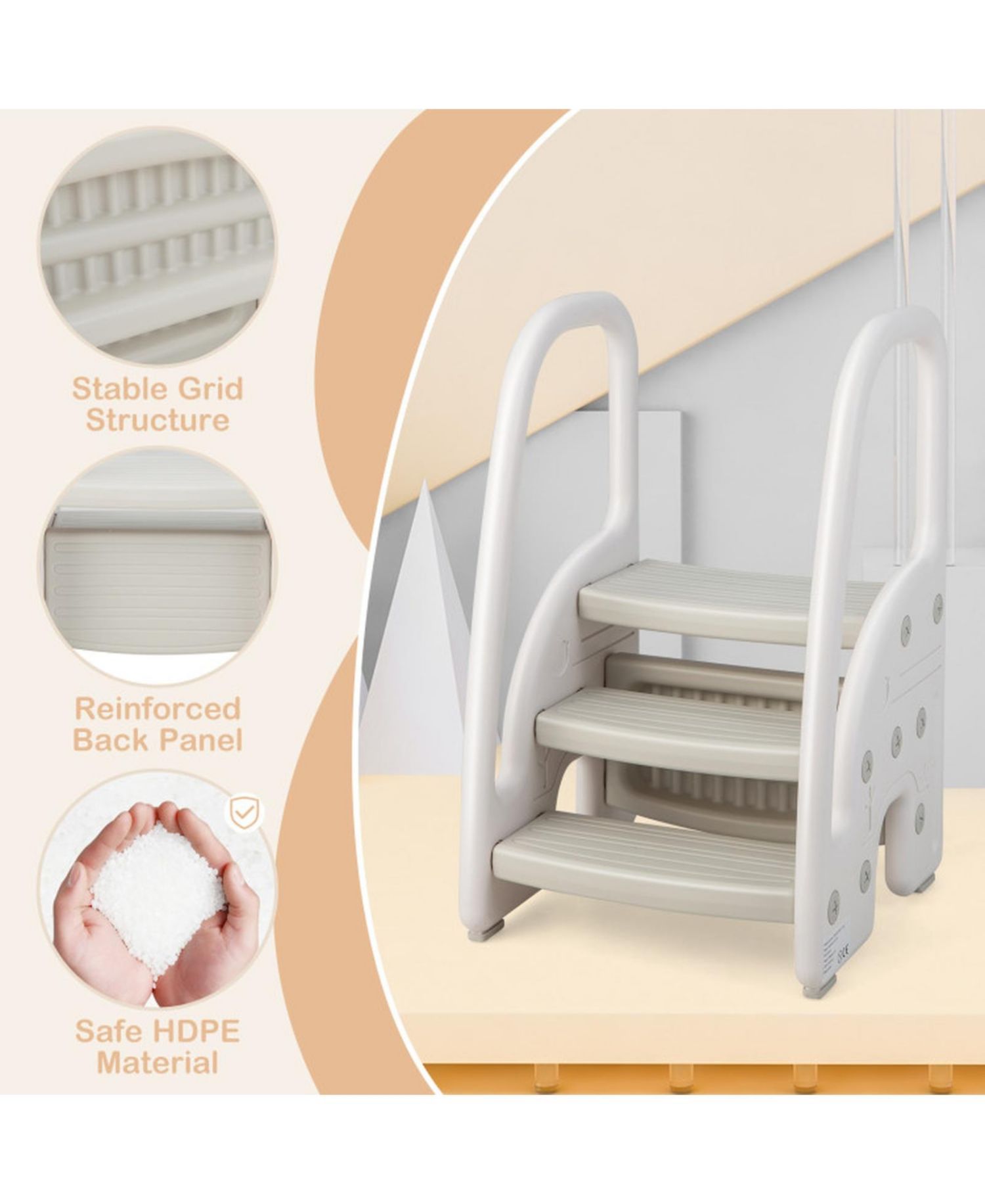 Toddler 3-Step Detachable Anti-Slip Stool