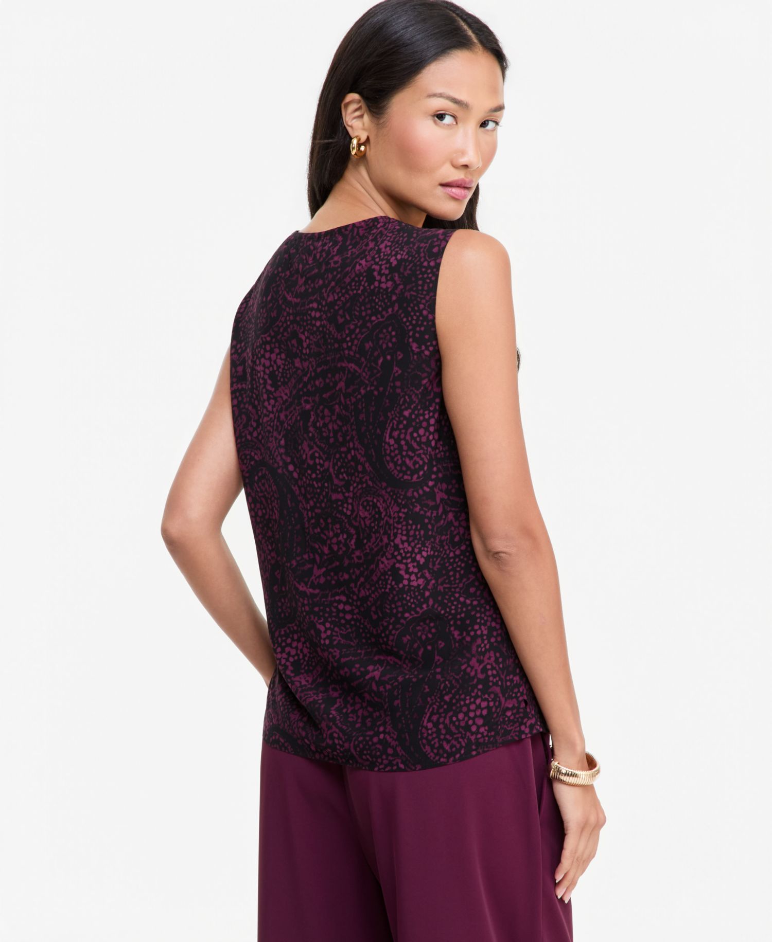 Women's Paisley Sleeveless Cowl Neck Blouse