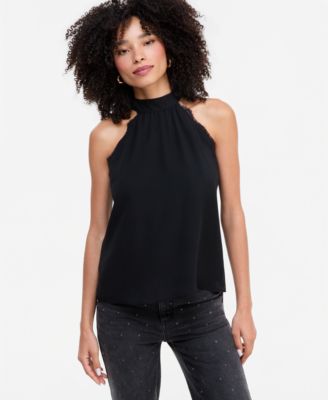 Women's Halter Neck Lace-Trim Blouse