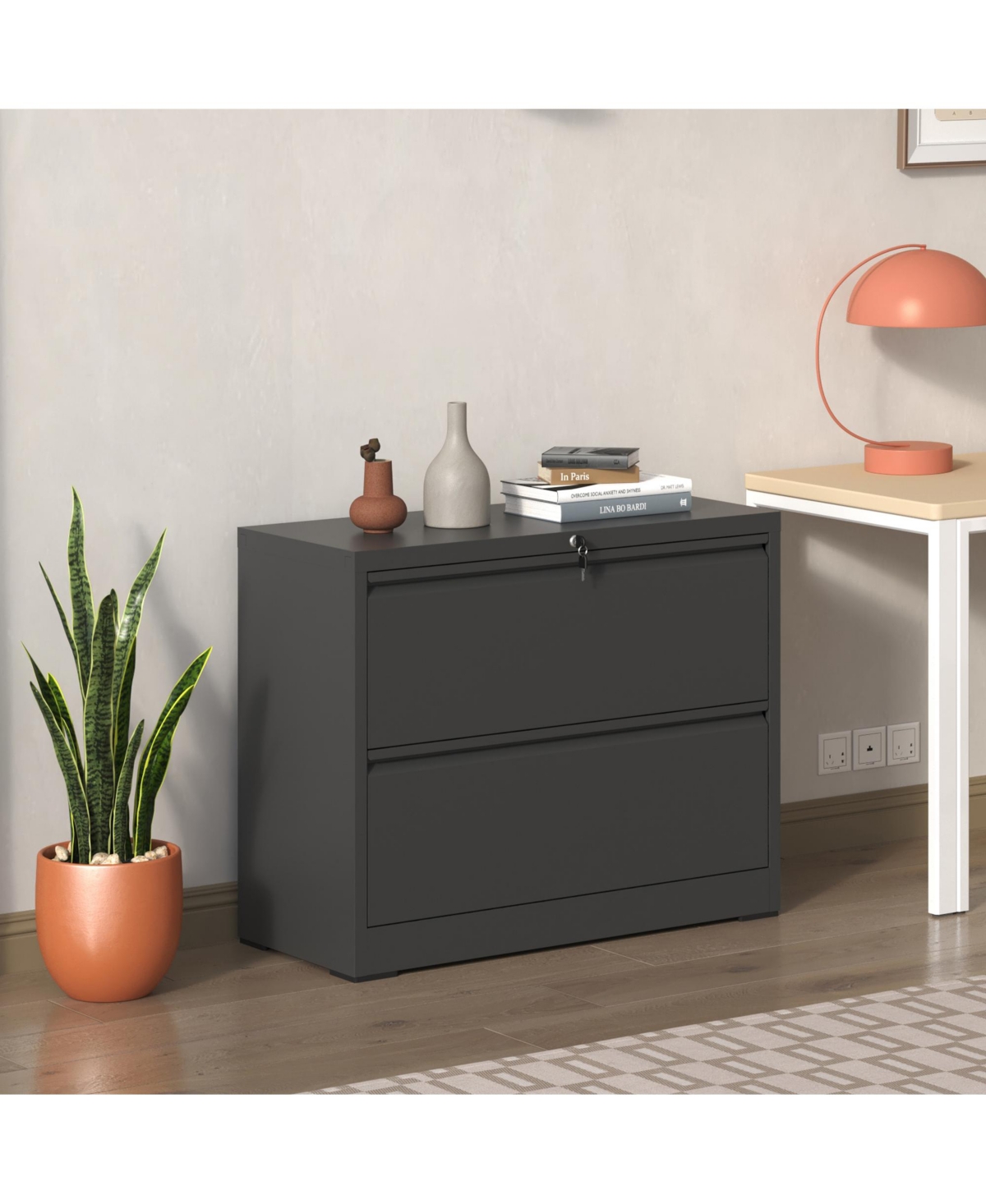 Flynama 2 Drawer Metal File Cabinet with Lock for Letter Legal A4 Files