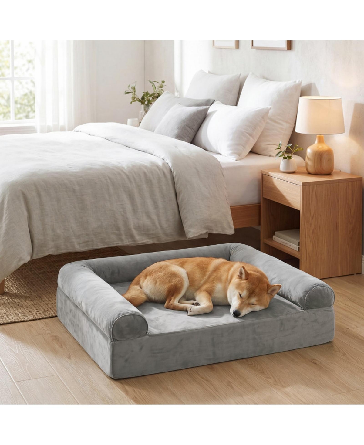 Sugift Cooling Gel Memory Foam Dog Bed for Medium Dogs with Washable Cover
