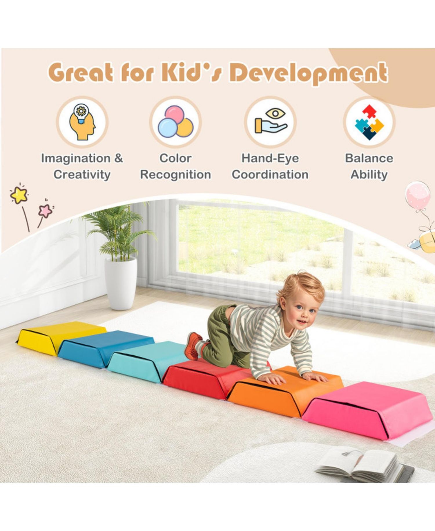 Baby Convertible Hexagon Foam Playmat, 6-Block Set