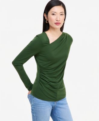 Women's Asymmetrical-Neck Long-Sleeve Top