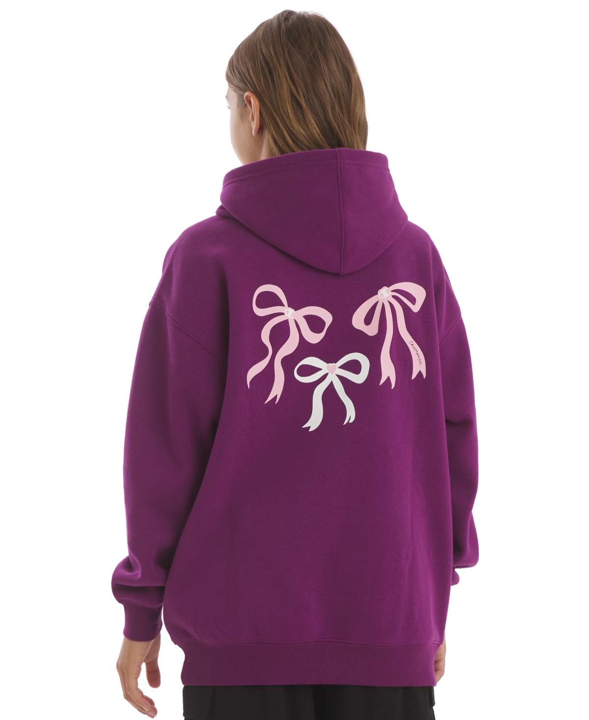 Champion Girls' 4-16 Bow Graphic Hooded Sweatshirt