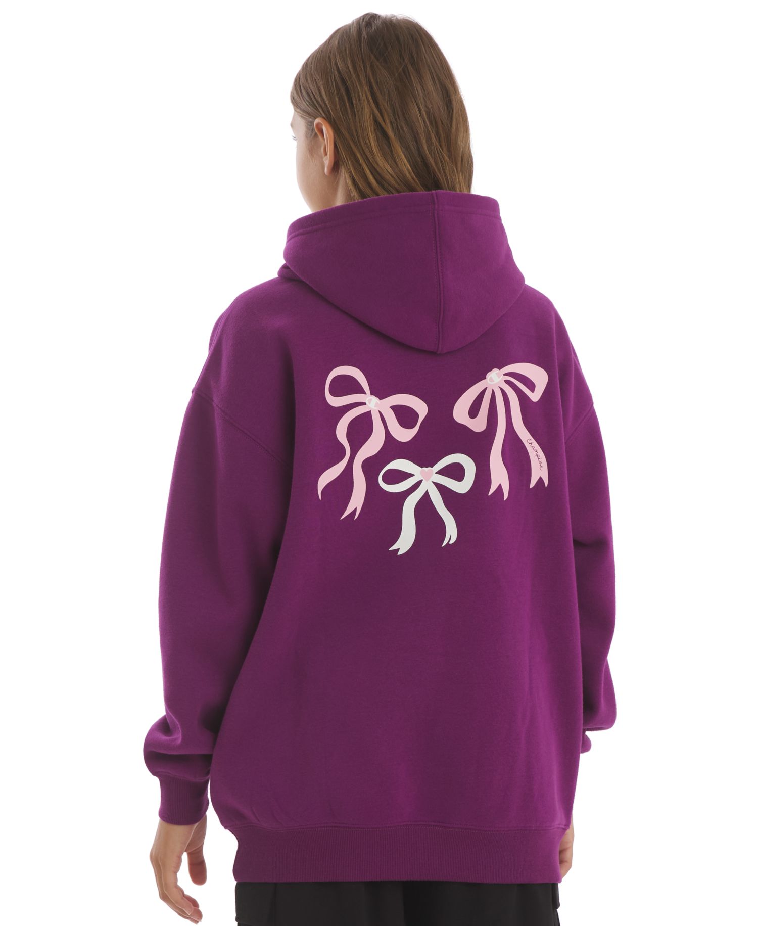 Girls' 4-16 Bow Graphic Hooded Sweatshirt
