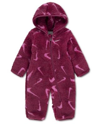 Baby Boys' and Baby Girls' Hooded Printed High-Pile Fleece Coverall