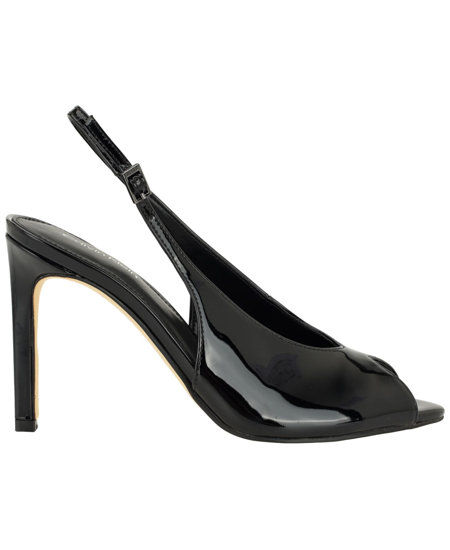 Женские туфли Calvin Klein Dorris Peep Toe High Stiletto Slingback Pump, цвет: Чёрный лаковый — фото 2