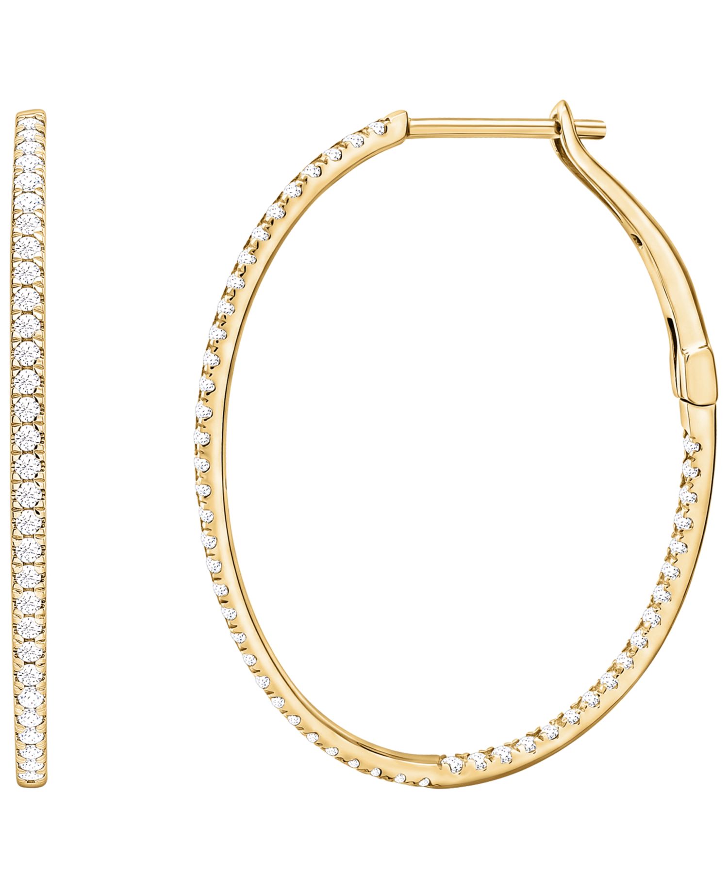 Diamond Hoop Earrings (1 ct. t.w.) in 14k White or Yellow Gold