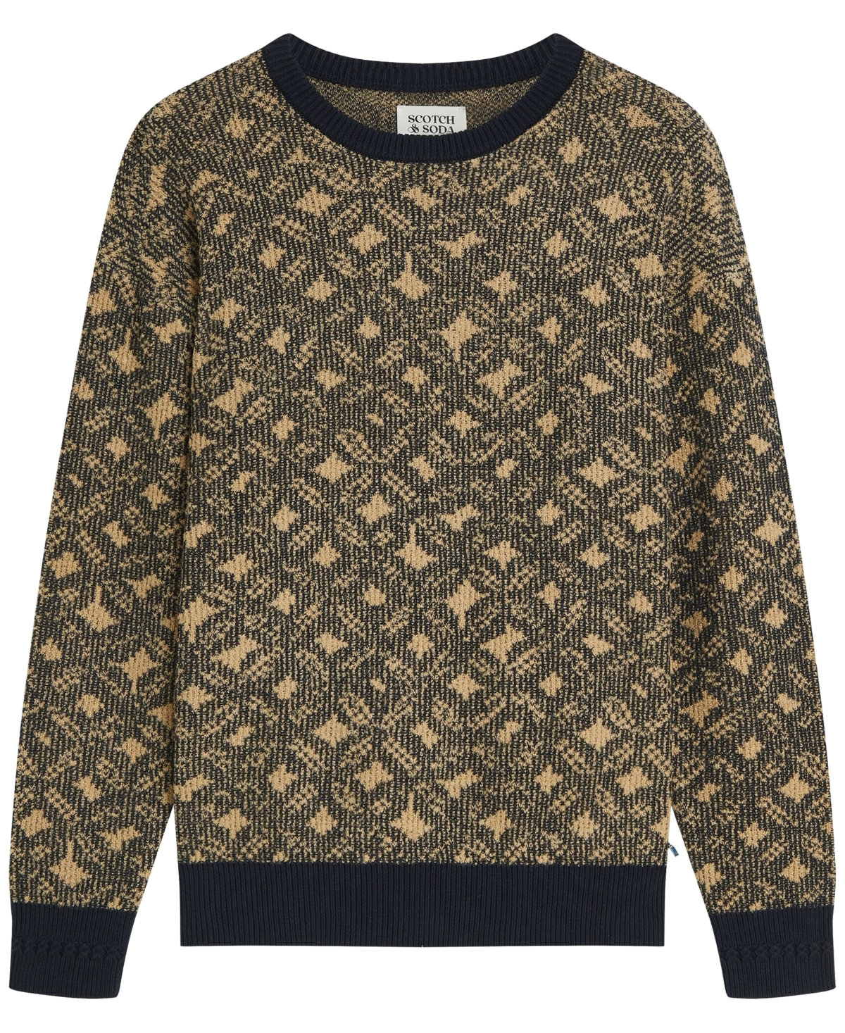 Scotch & Soda Men's Jacquard Wool-Blend Dropped Shoulder Crewneck Sweater
