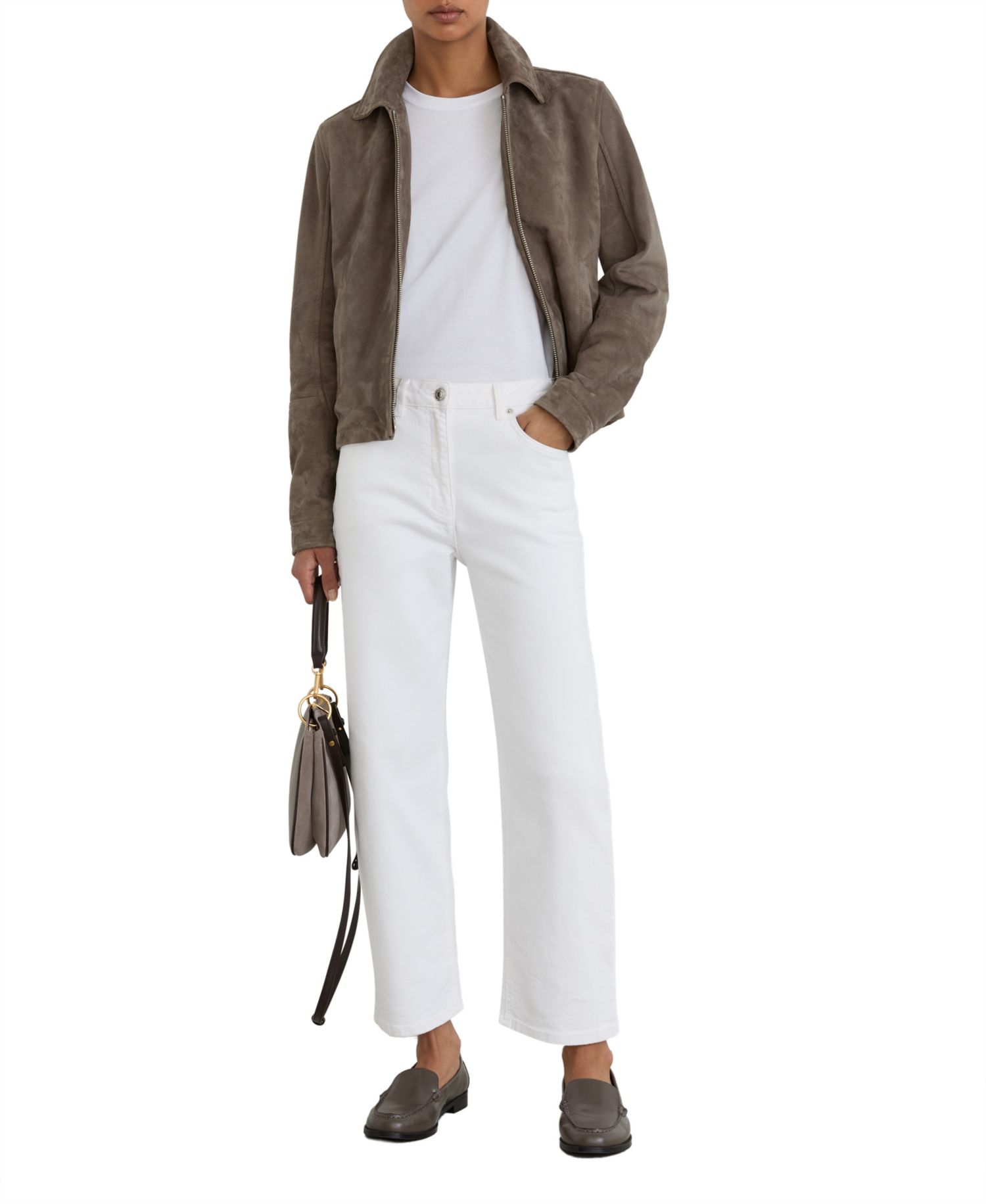 Women's Suede Zip-Through Moto Jacket