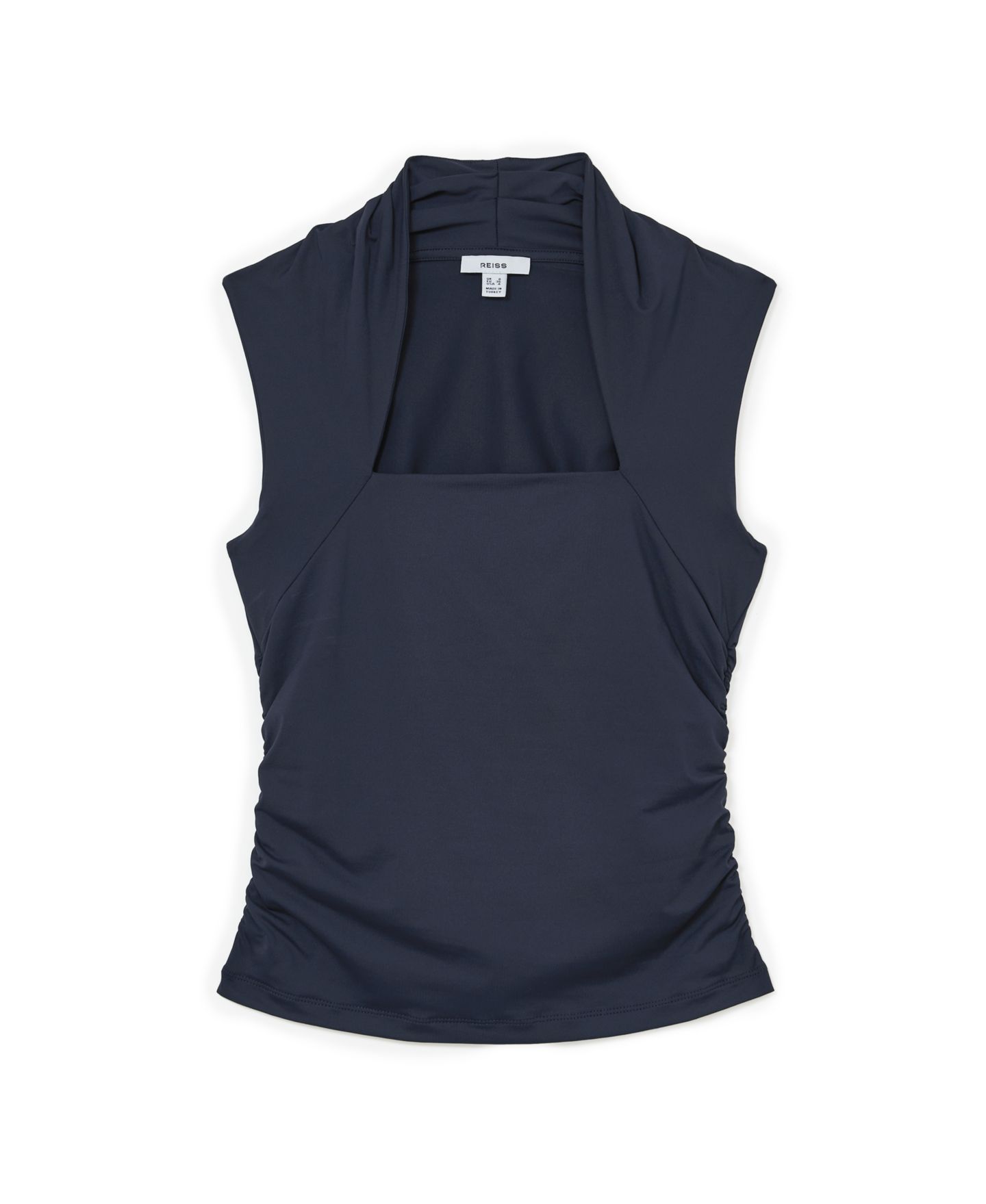 Женский топ REISS Harri Square-Neck Ruched Sleeveless, цвет: Тёмно-синий — фото 6