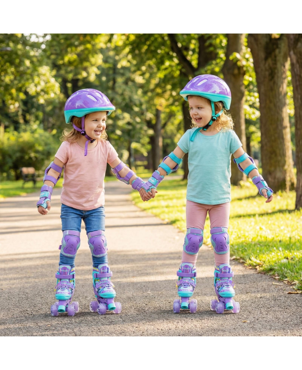 Sugift 4 Sizes Adjustable Kids Roller Skates with Light-up Wheels and Safety Protection