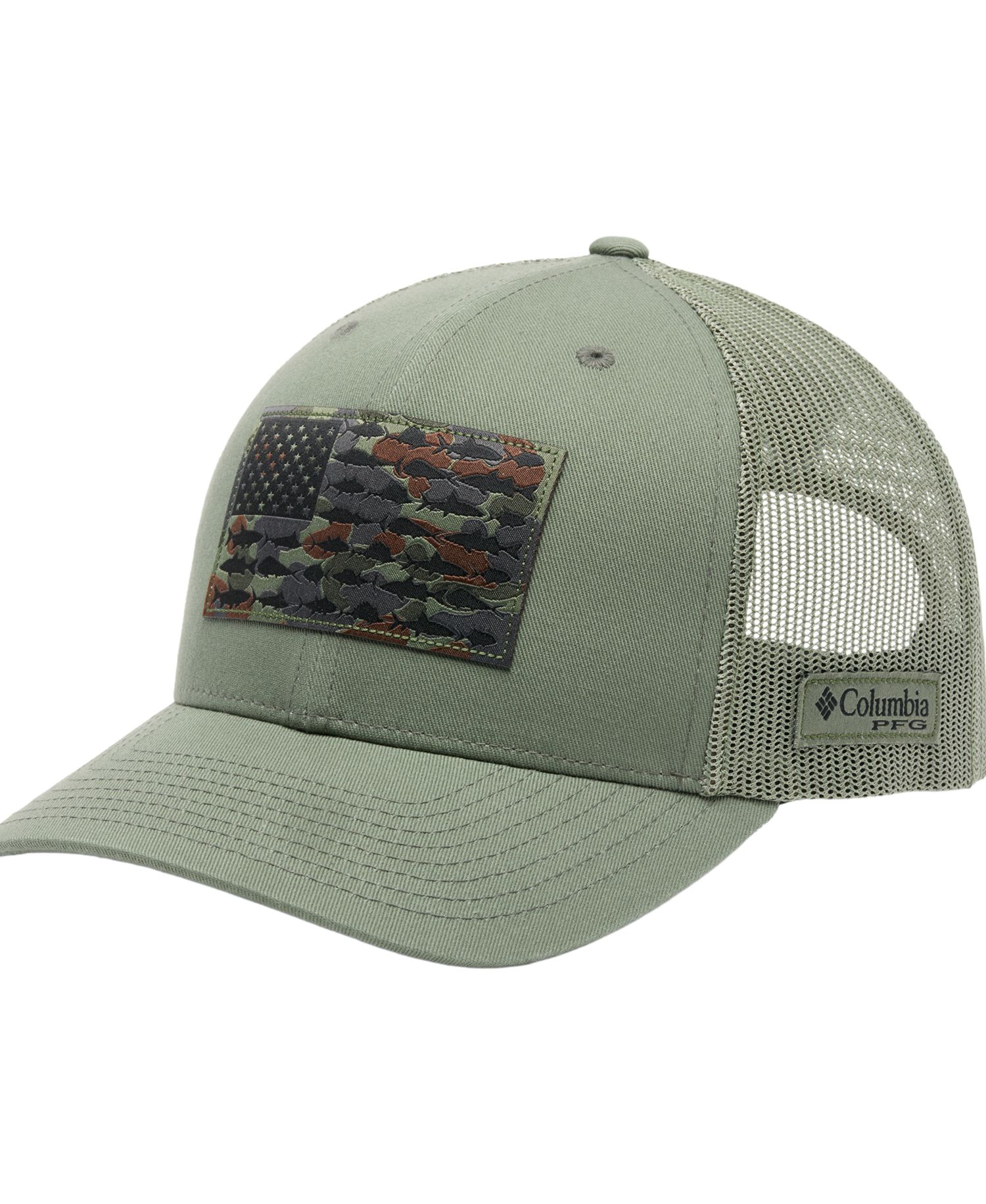 Men's Royal and White PFG Fish Flag COOLMAX Trucker Snapback Hat