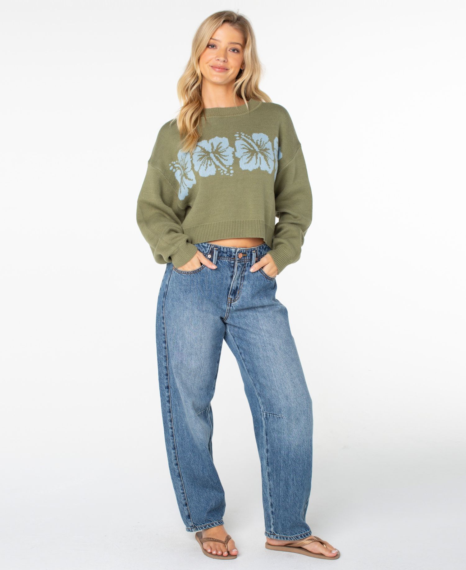Women's Hibiscus Harmony Crop Sweater