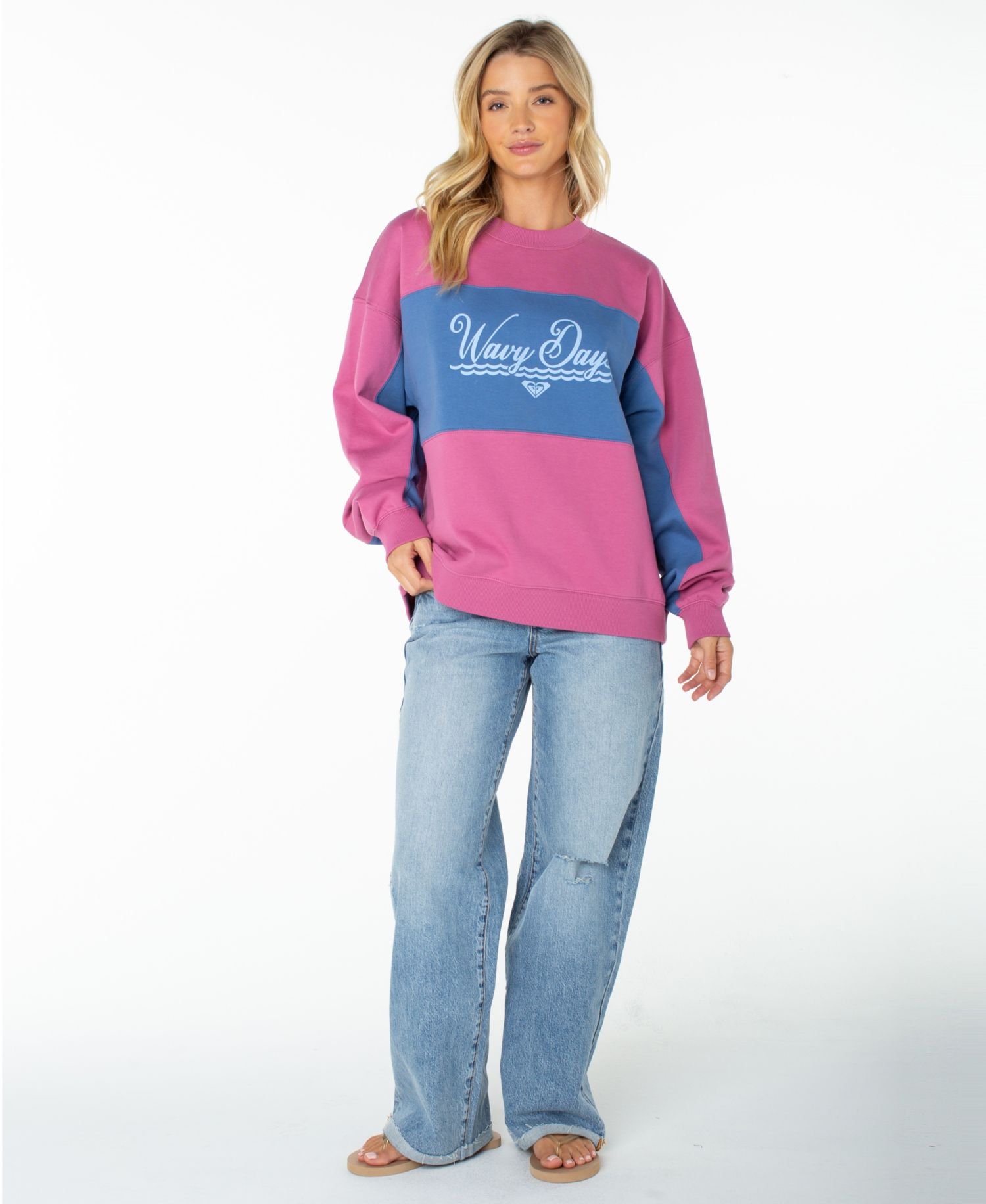 Women's Lineup Oversized Crew Colorblock Graphic Cotton-Blend Sweatshirt