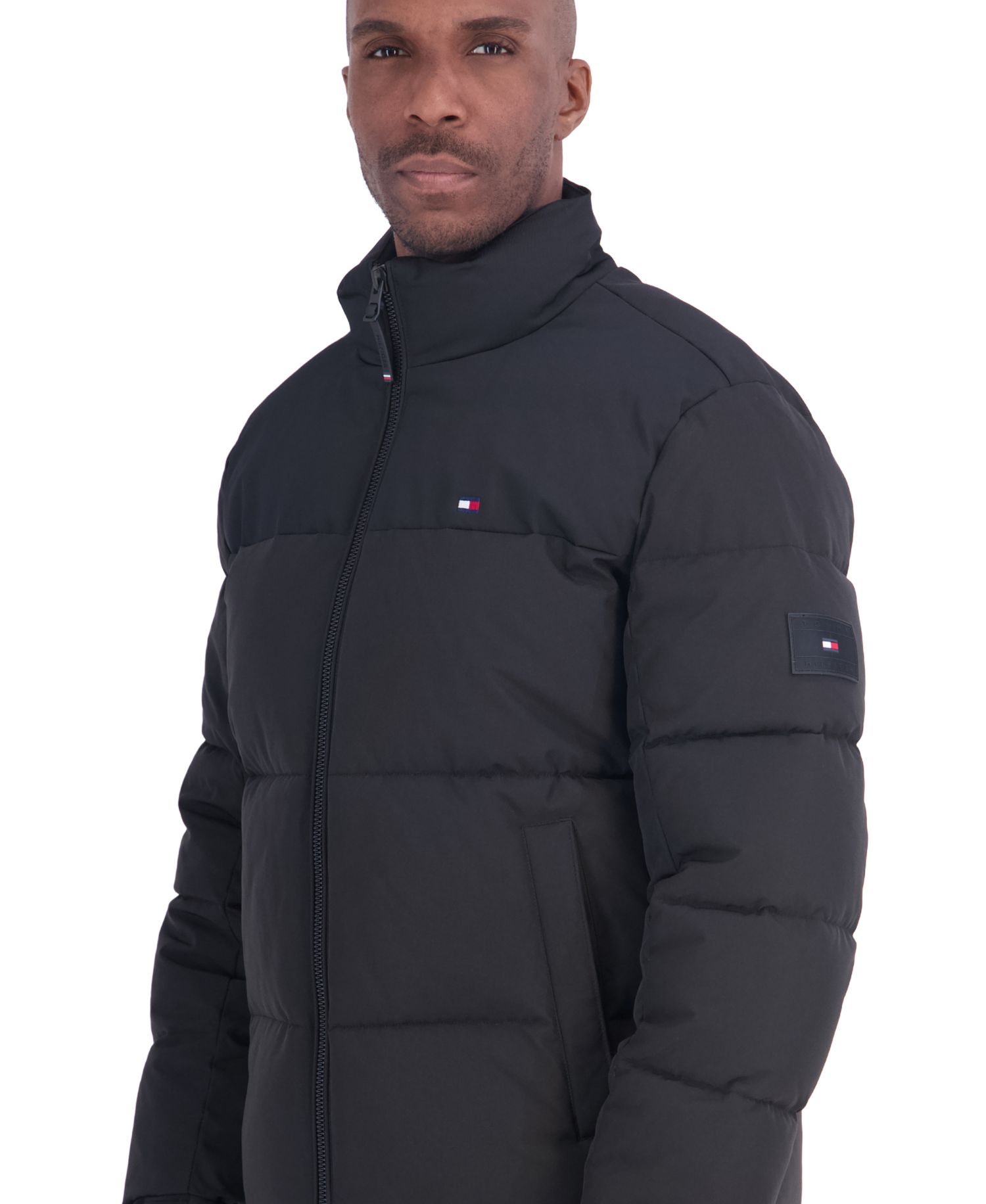 Men's Unhood Mix Media Puffer Jacket