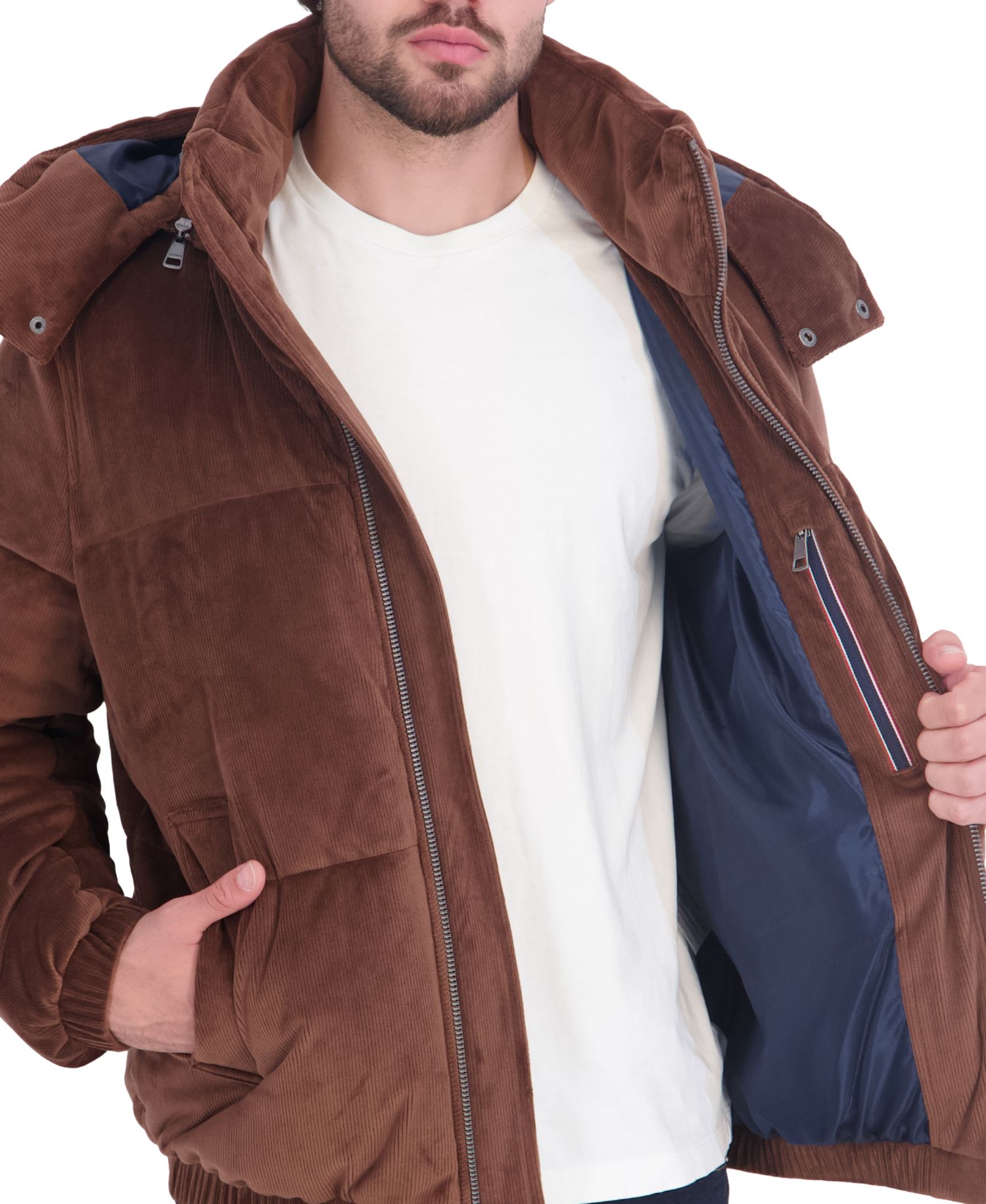 Men's Potter Cord Puffer Hooded Jacket