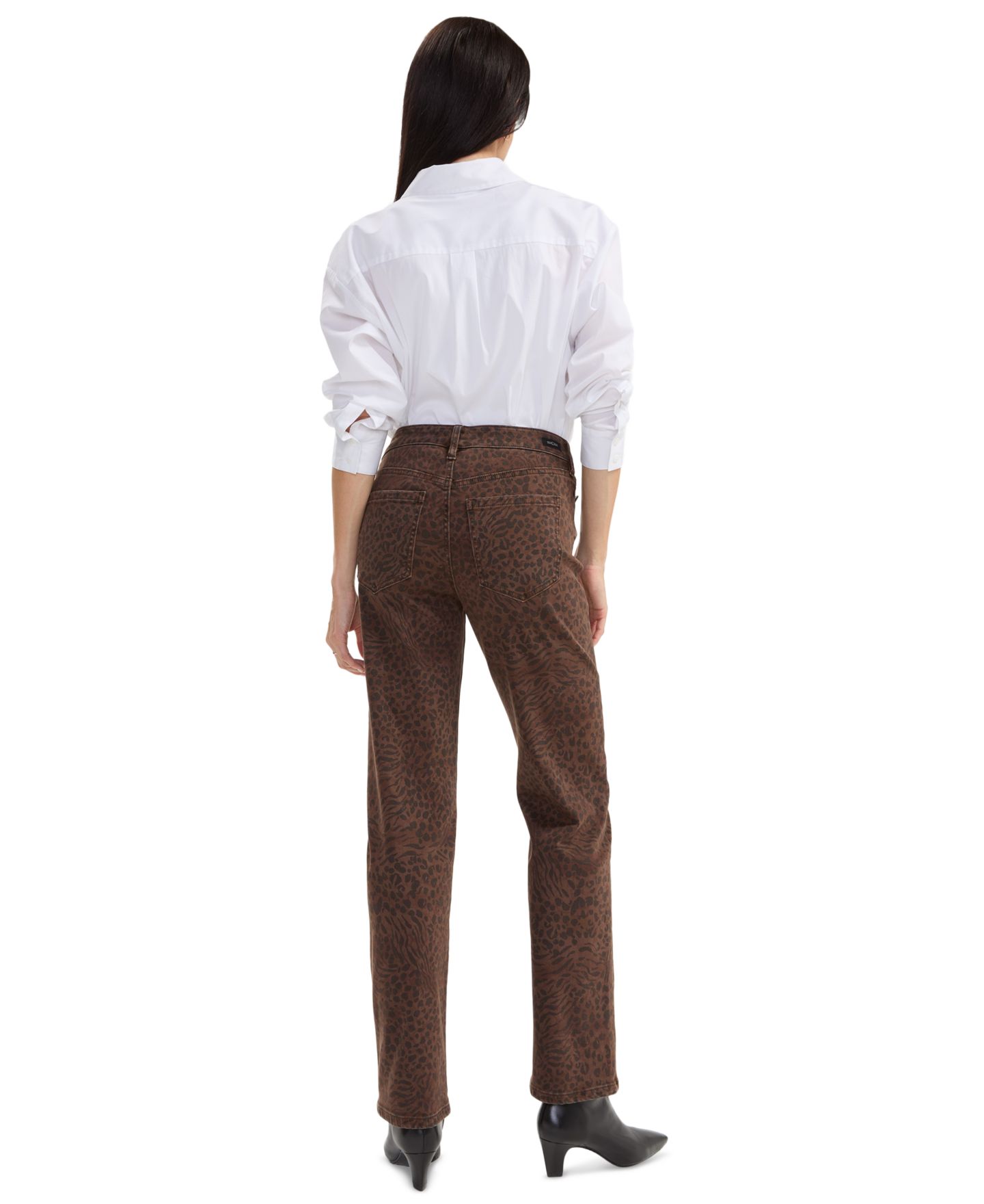 Женские джинсы Liverpool Los Angeles Petite Kennedy Straight Leopard Print Straight-Leg, цвет: Анималистичный — фото 4