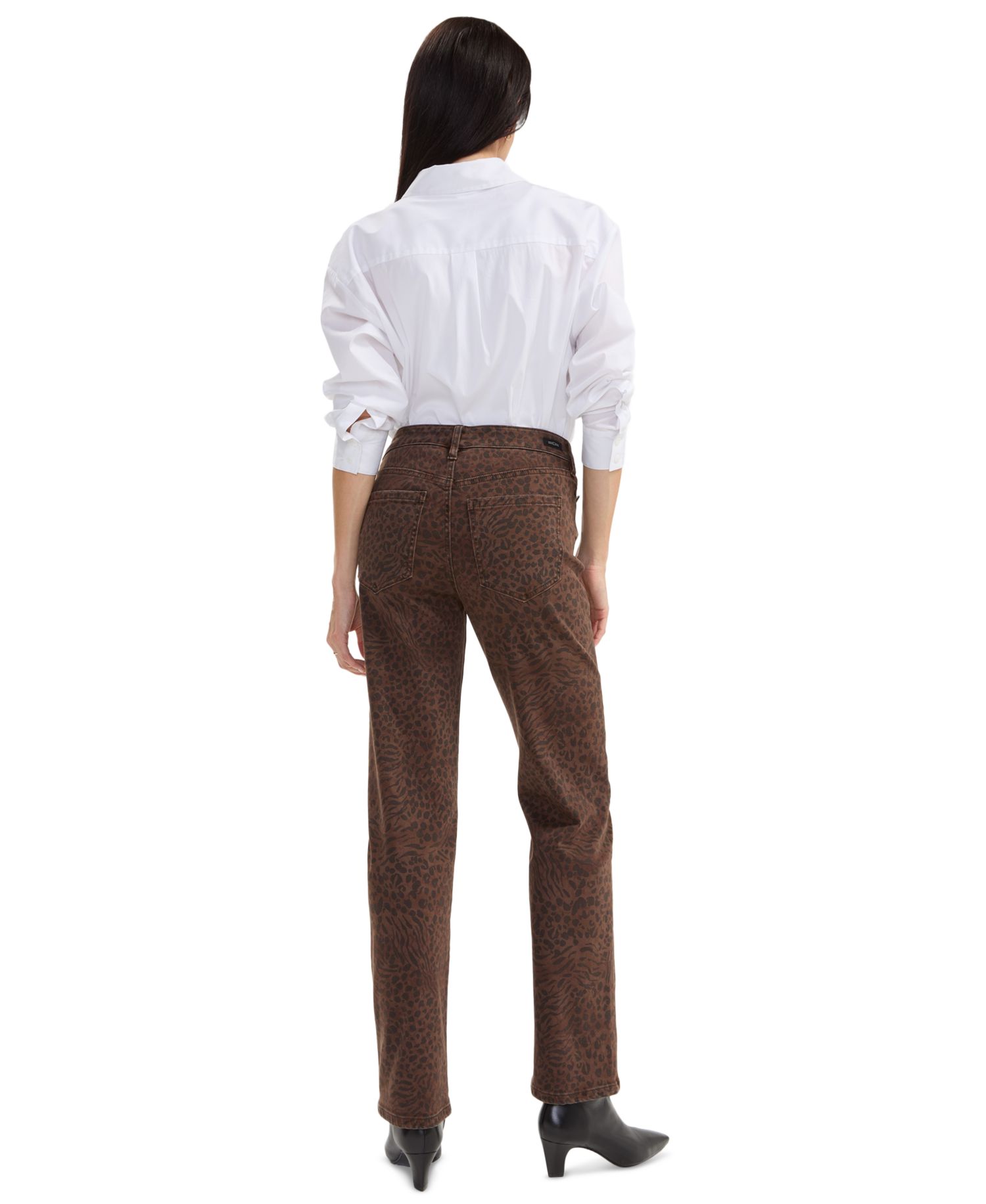 Petite Kennedy Straight Leopard Print Straight-Leg Jeans