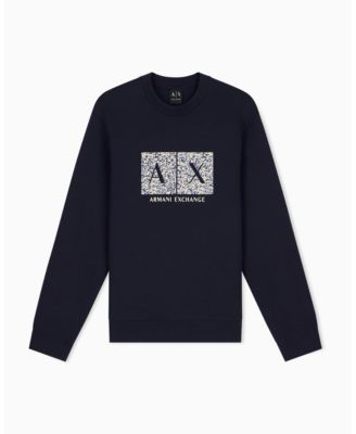 Men's Long Sleeve All-Over Logo Bonded Cotton Crewneck Sweatshirt