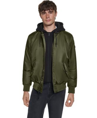 Men's Embroidered Signature Hooded Bomber Jacket
