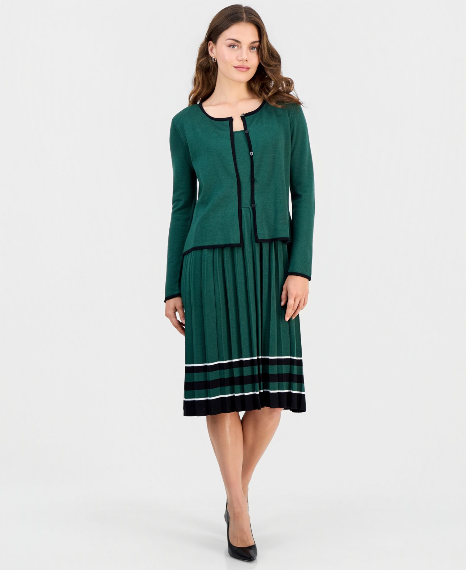 Petite Pleated Midi Jacket Dress