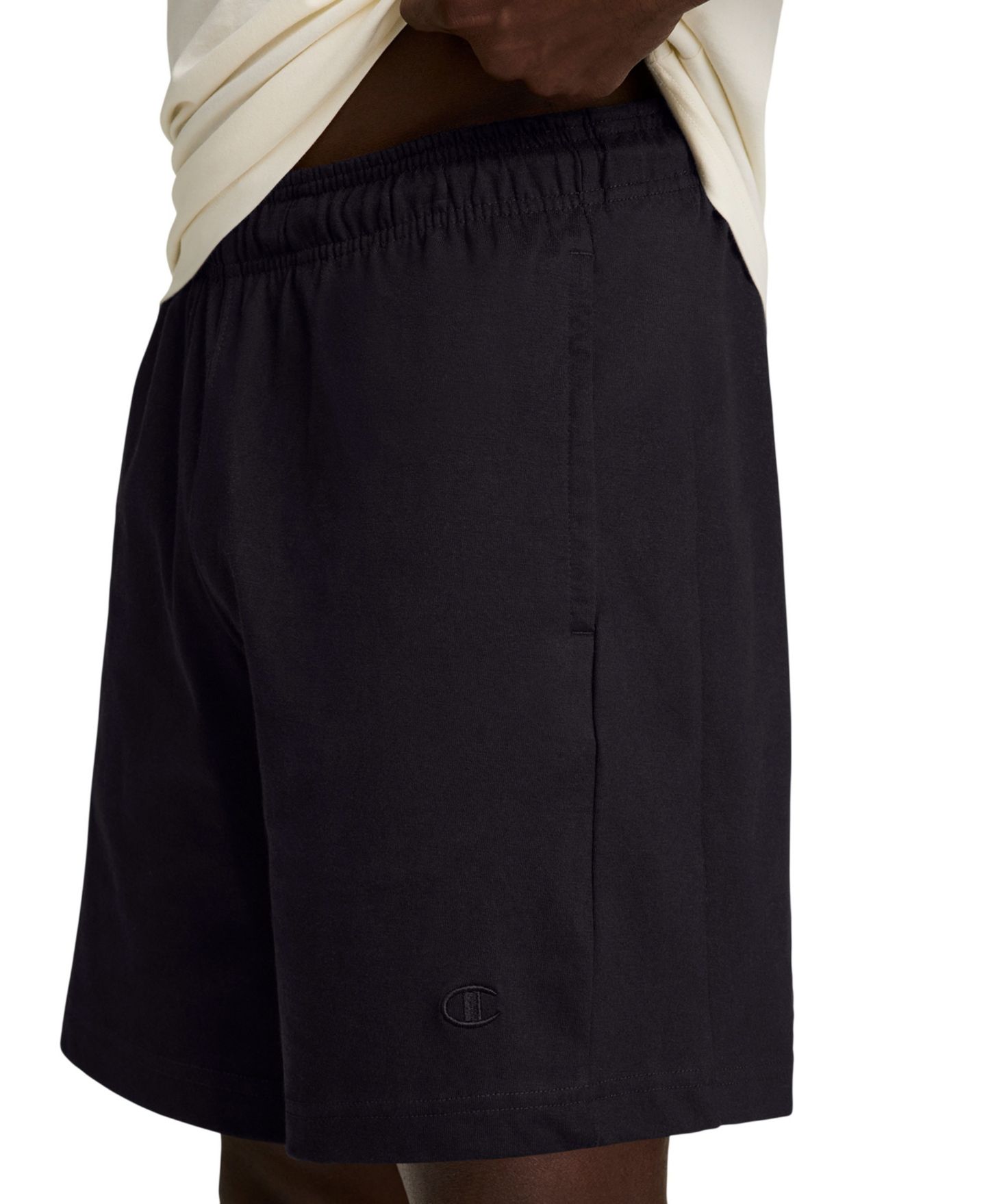 Мужские шорты Champion Jersey Embroidered C Logo Shorts, 7" Inseam, цвет: Чёрный — фото 3
