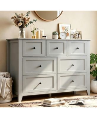 54" Wide 7-Drawer Lacquered Storage Chest, Modern Dresser Organizer with Multiple Drawers, Storage Cabinet for Bedroom and Entryway