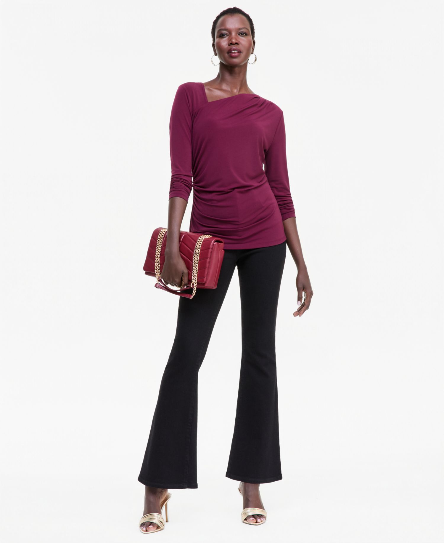 Women's Asymmetrical-Neck Long-Sleeve Top