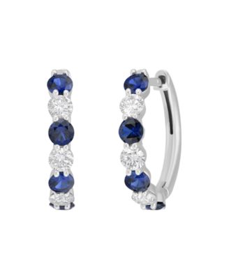 Lab-Grown Ruby (1 ct. t.w.) & Lab-Grown Diamond Earrings in 10k White Gold (Also Available in Emerald)